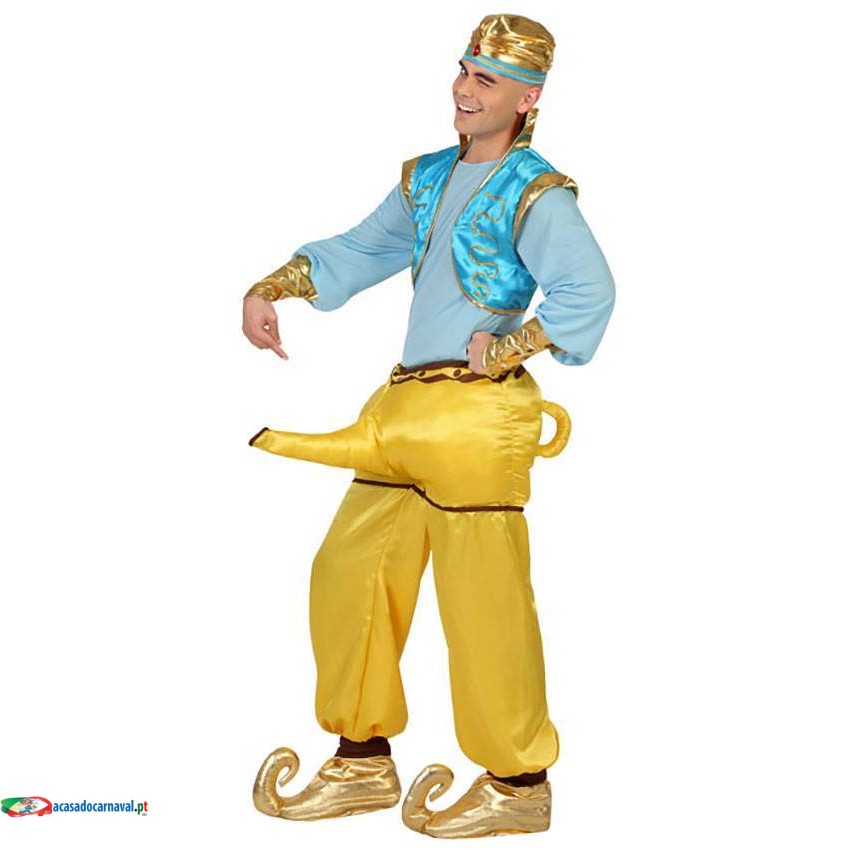 Fantasia Masculina Genio da Lâmpada Aladdin para Carnaval ou Halloween
