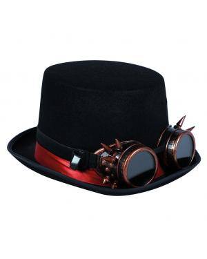 Chapéu steampunk com óculos de farpas Acessórios para disfarces de Carnaval ou Halloween