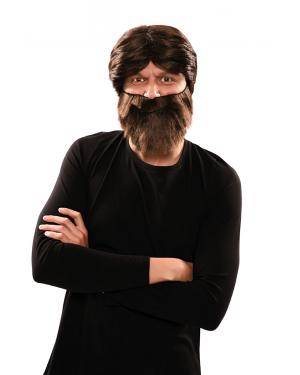 Peruca e barba troglodita em caixa Acessórios para disfarces de Carnaval ou Halloween