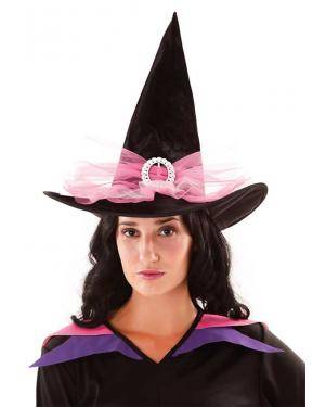 Chapéu bruxa preto/lilás Acessórios para disfarces de Carnaval ou Halloween