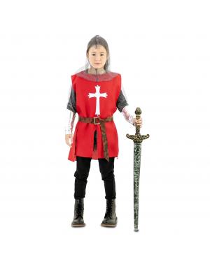 Capa Guerreiro Medieval Vermelho para Carnaval Infantil