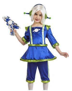 Fato Alien Azul Menina 3-4 Anos para Carnaval