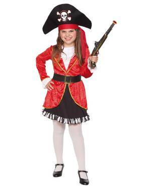 Fato Capitã Pirata Menina 70635, Loja de Fatos Carnaval acasadocarnaval.pt, Disfarces, Acessórios de Carnaval, Mascaras, Perucas, Chapeus e Fantasias