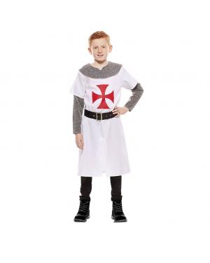Fato Cruzado Medieval Branco Criança para Carnaval