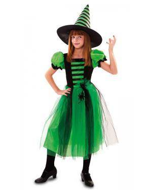 Fato de Bruxa Verde Com Aranha Menina para Carnaval o Halloween | A Casa do Carnaval.pt