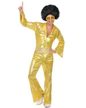 Fato de Disco Dourado Homem para Carnaval o Halloween | A Casa do Carnaval.pt