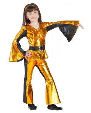 Fato de Disco Dourado Menina para Carnaval
