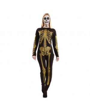 Fato de Esqueleto Glitter Dourado para Carnaval