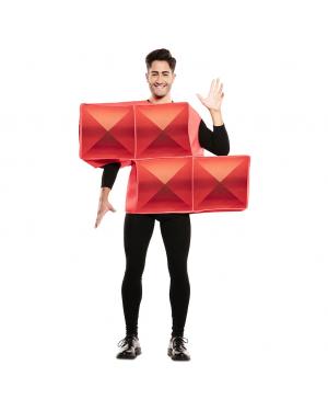 Fato de Tetris Vermelho Adulto para Carnaval