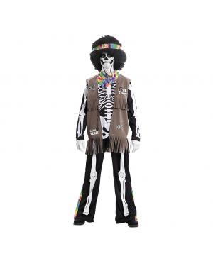 Fato Esqueleto Hippie para Carnaval