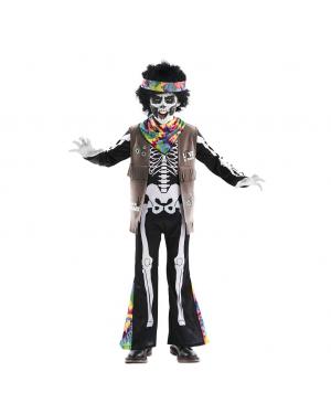Fato Esqueleto Hippie Menino para Carnaval