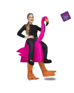 Fato Flamingo Rosa  Ás Costas M/L para Carnaval