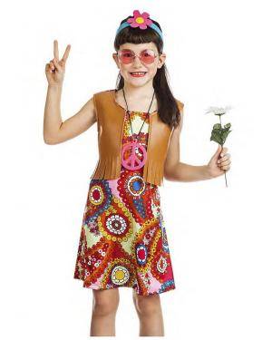 Fato Hippie Colete Menina 3-4 Anos para Carnaval