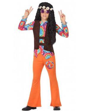 Fato Hippie Laranja Menino para Carnaval