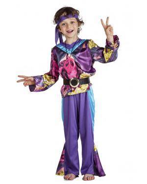 Fato Hippie Lilas Menino 3-4 Anos para Carnaval