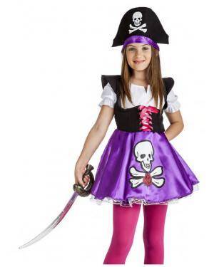 Fato Pirata Lilas Menina 3-4 Anos para Carnaval