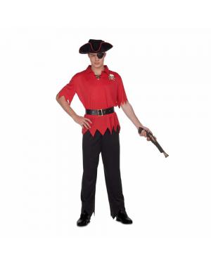 Fato Pirata Vermelho M/L para Carnaval