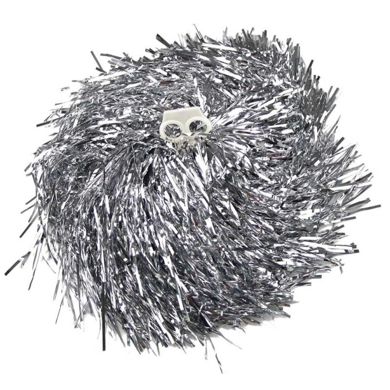 2 Pompons metalizado prata