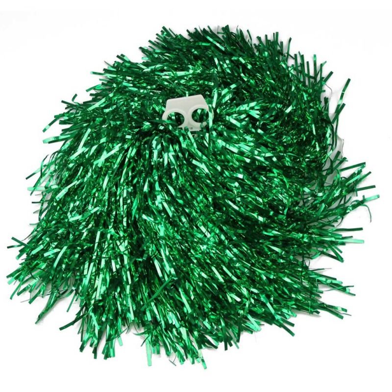 2 Pompons metalizado verde