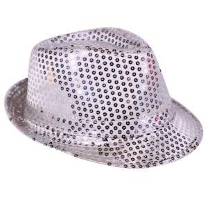 Chapéu fedora lantejoulas prata