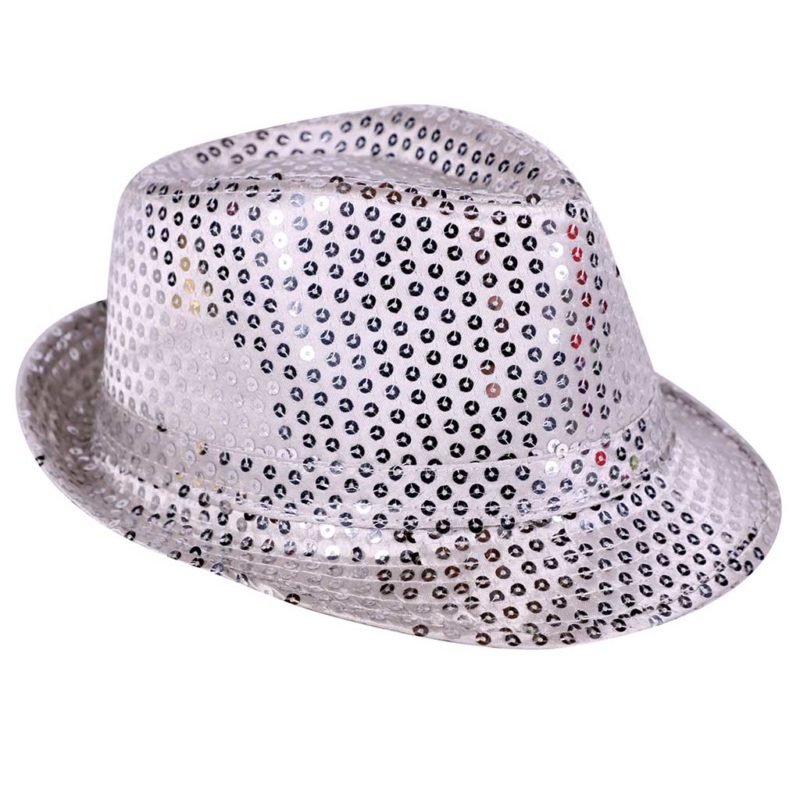 Chapéu fedora lantejoulas prata