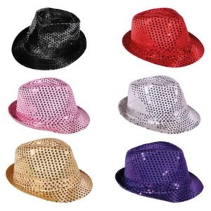 Chapéu fedora lantejoulas preto