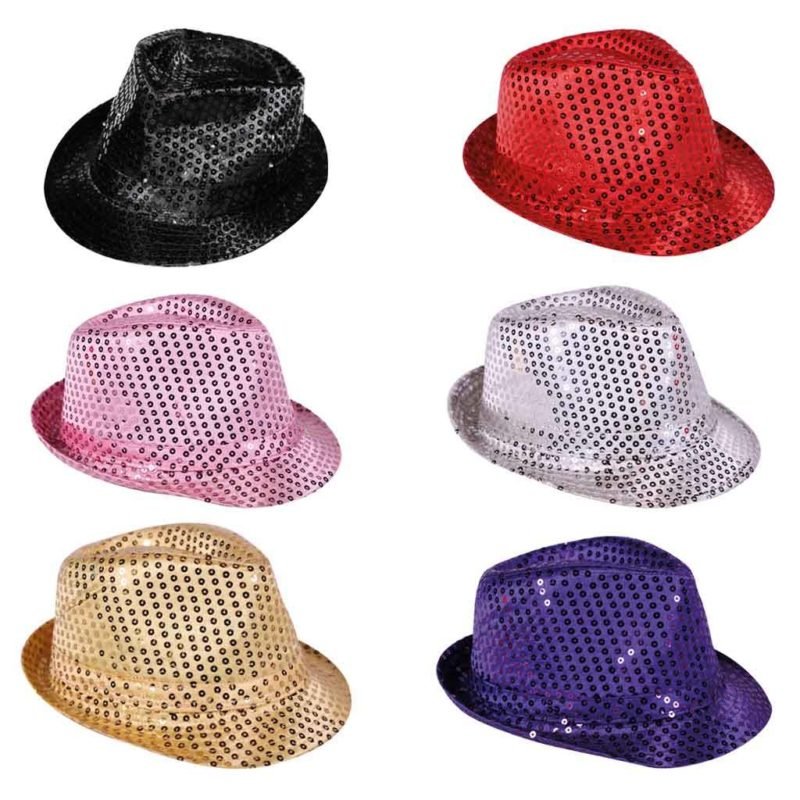 Chapéu fedora lantejoulas preto