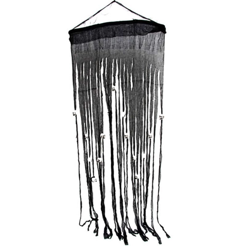 Cortina Preta com Crânios 70X180Cm