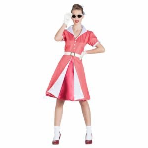 Disfarce de Vestido Magenta com Bolinhas Pin Up