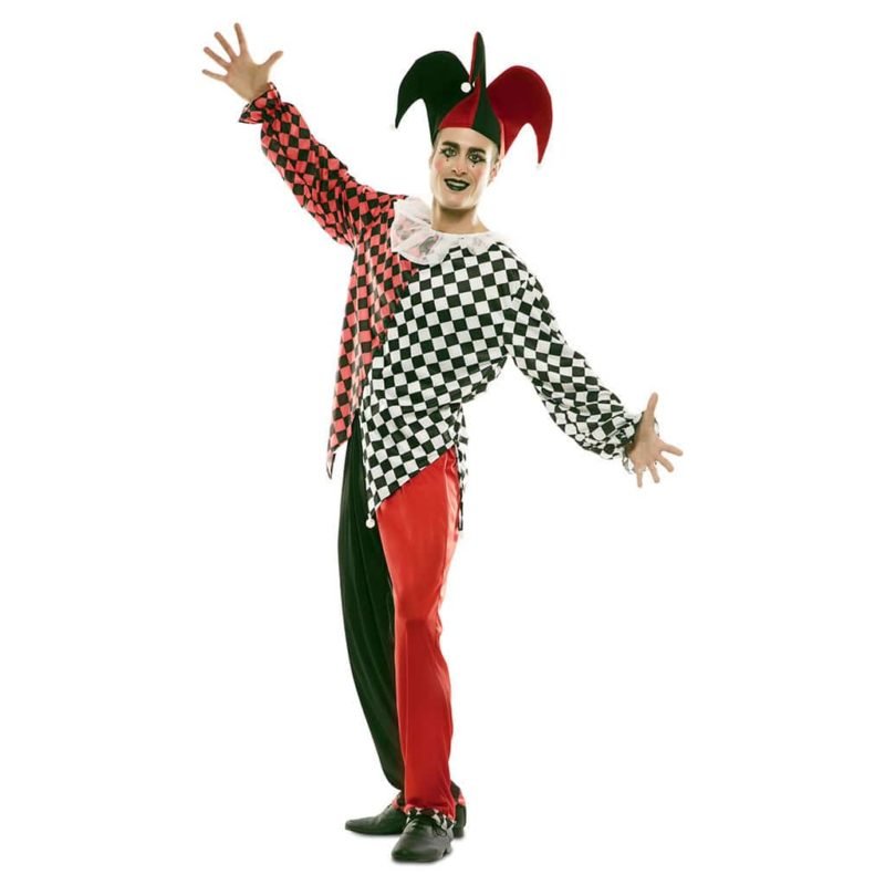 Fato Arlequim Vermelho Homem