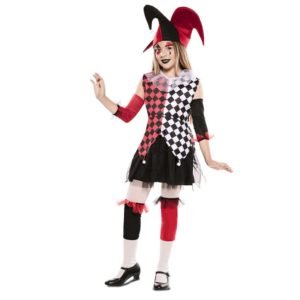 Fato Arlequim Vermelho Menina