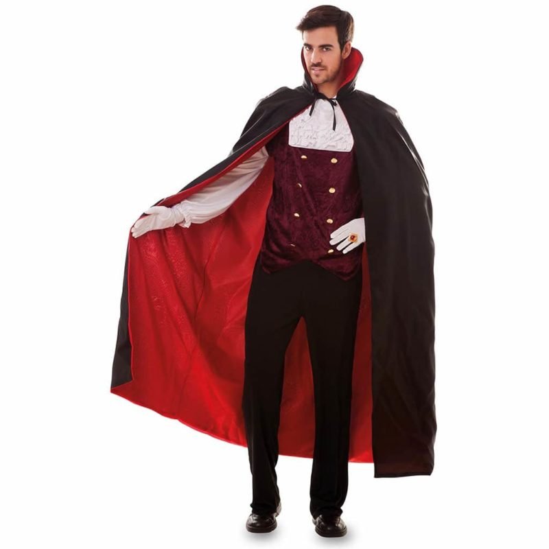 Fato Capa Vampiro Reversível Preto-Rojo Adulto