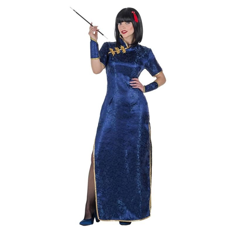 Fato Chinesa Qi-Pao Azul