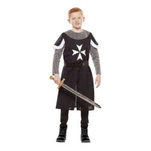 Fato Cruzado Medieval Preto Criança