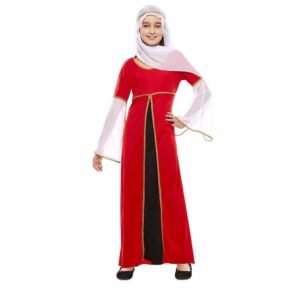 Fato Dama Medieval Vermelha Criança