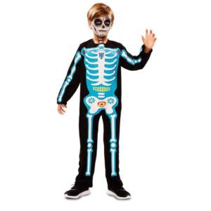 Fato de Esqueleto Dia Dos Mortos Azul