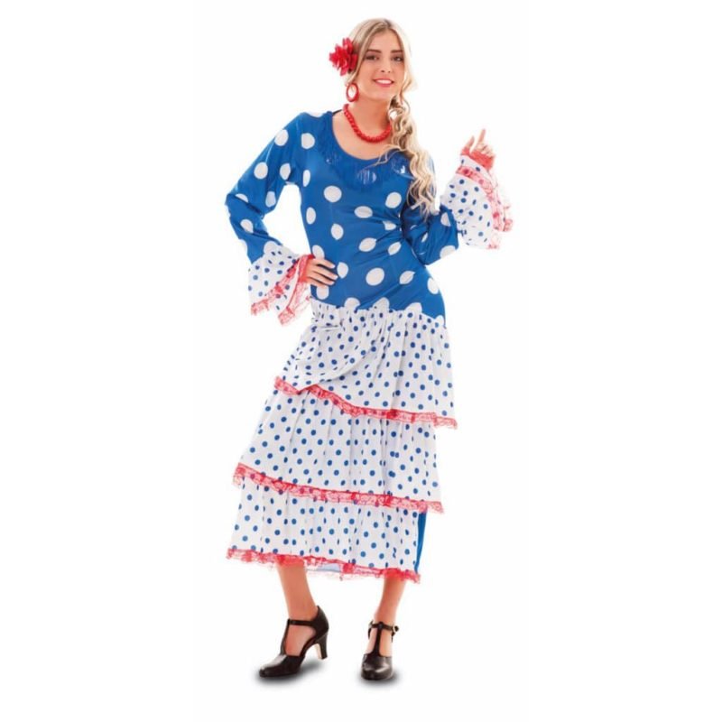 Fato Flamenco Sevilhana Azul Adulto