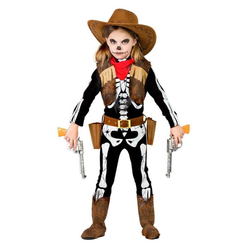 Fato de Vaqueira Esqueleto Menina