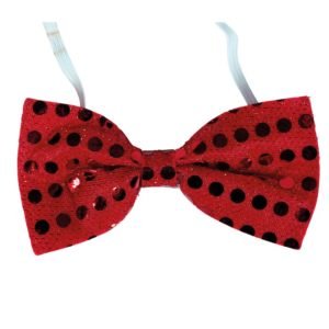 Laço lantejoulas vermelho 12x6 cm.