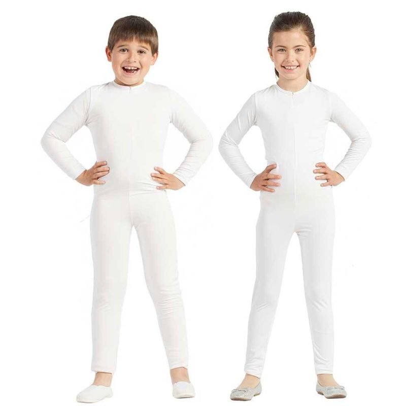 Macacão Branco Lycra Fecho Frontal Infantil