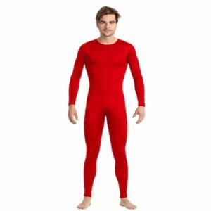 Macacão Vermelho Lycra Homem Fecho Traseiro