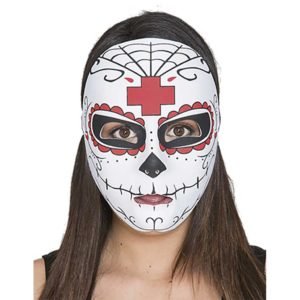 Máscara Catrina cruz vermelha
