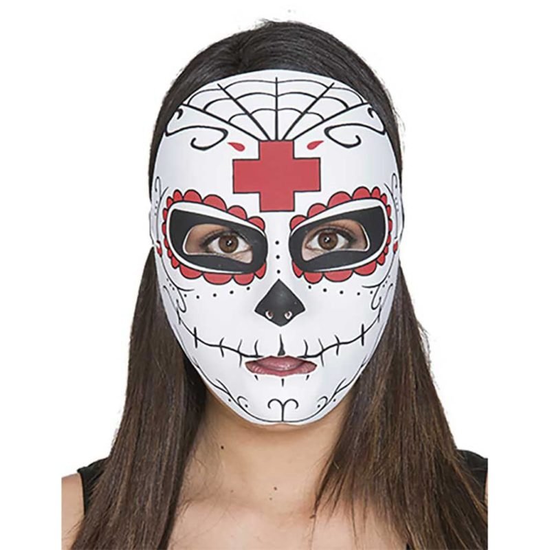 Máscara Catrina cruz vermelha