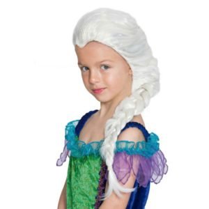Peruca infantil branca com trança