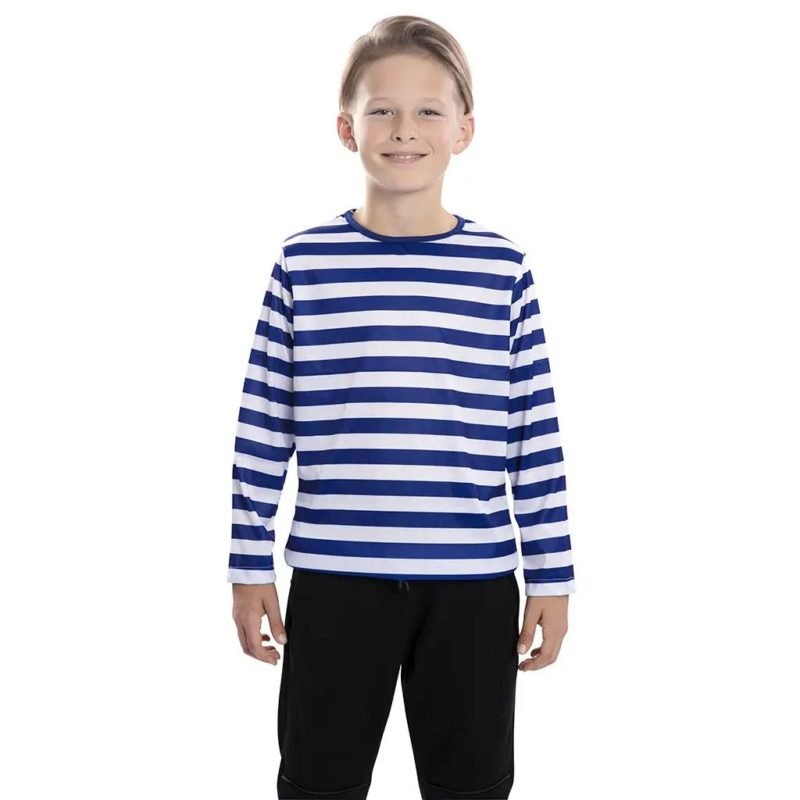 Camiseta Listrada Azul Criança