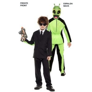 Fato Dupla Diversão! Homen Negro e Alienígena Criança