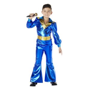 Fato de Disco Azul Abba para Menino