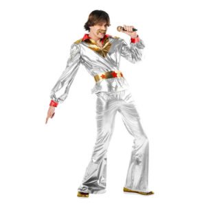 Fato de Disco Prata Abba para Homem