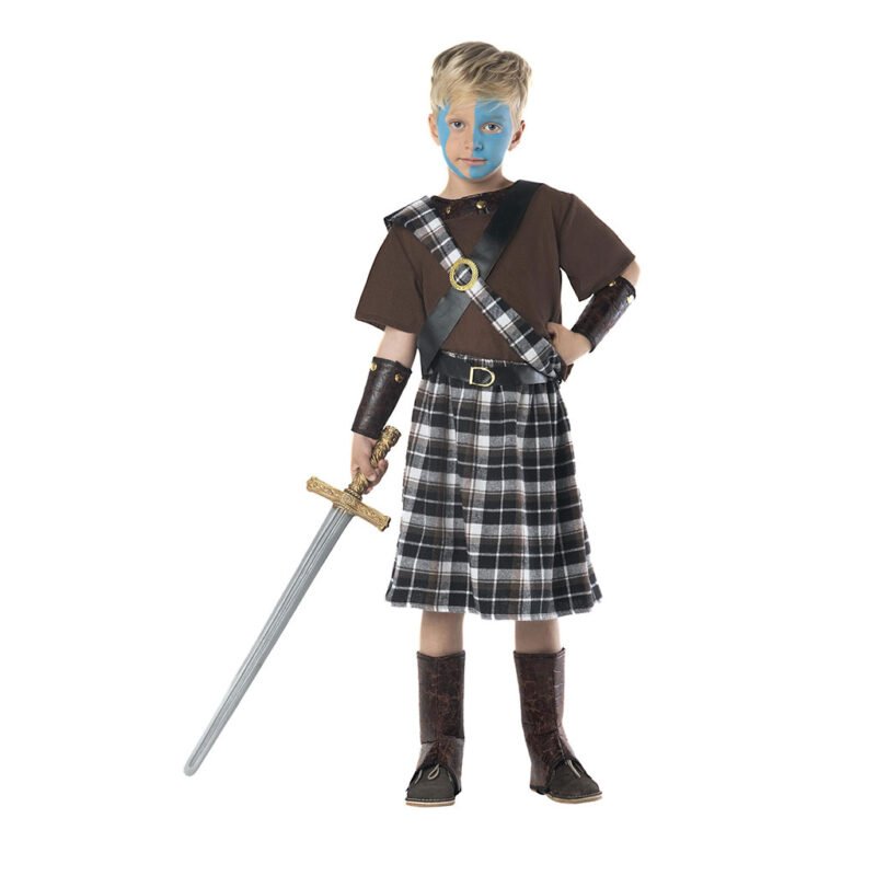 Fato de Guerreiro Braveheart Escocês para Menino