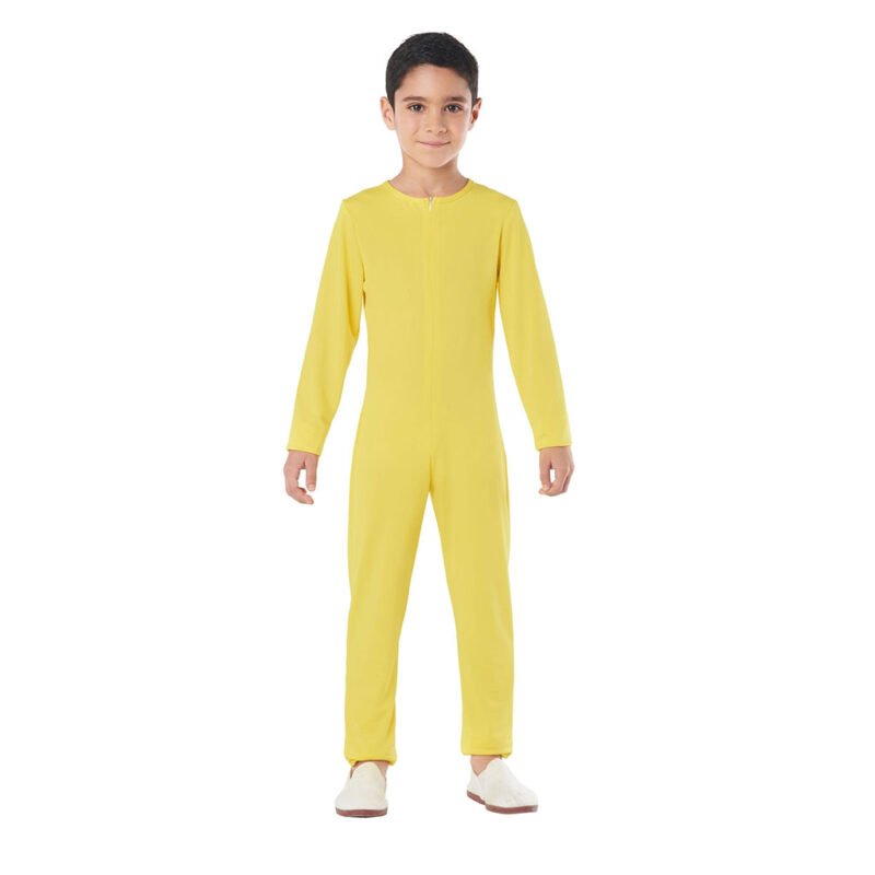 Macacão Amarelo Spandex con Zíper Frontal para Crianças